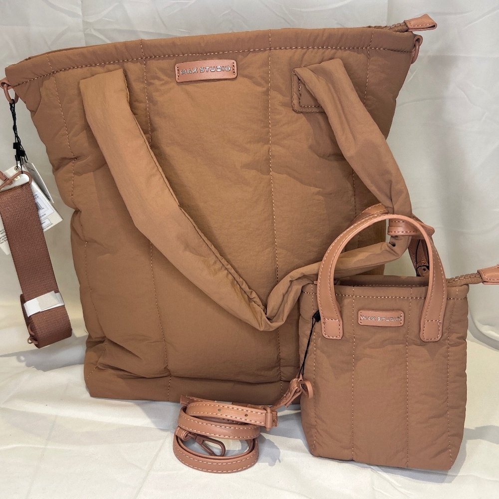 Max studio the matte puffer nylon tubular quilted shopper